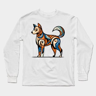 Pop art dog illustration. cubism illustration of a dog Long Sleeve T-Shirt